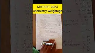 MHT- CET 2023 ll Chemistry chapterwise weightage 