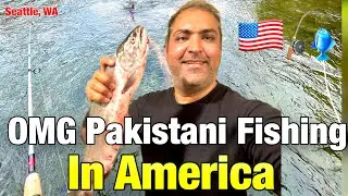 OMG Pakistani First Time Fishing in America | Green River Kent Washington | Salmon Fish Food Lover