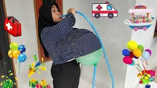 Funny Drama 😂🥳🥰 Pregnant Woman Blows Up Her Stomach Using a Tube to Make It Bloated 😹🐒💖
