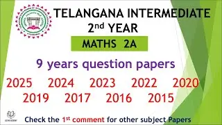 TG Inter 2nd Year Maths 2A 2025 - 2015 9 years previous Question Papers Telangana Papers TS inter