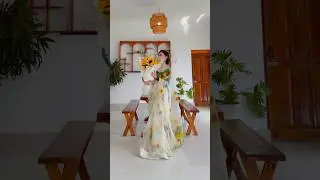 Organza saree drape 🌻 #sunflowersaree #floralsarees #sareedrape