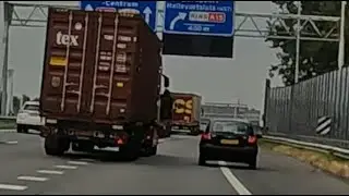 Truck almost rams Hyundai Getz