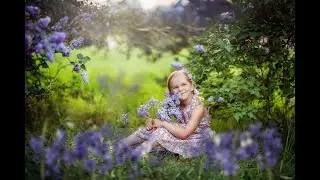 Adding sweet blue and purple florals to this image in Photoshop
