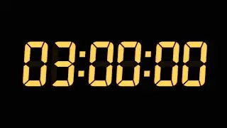 3 Hours Digital Countdown Timer | Black Background | Yellow Text | No Sounds