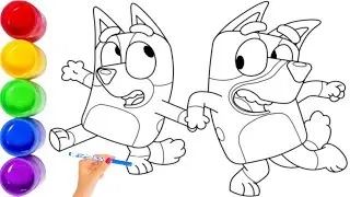 Easy Bluey and Bingo Drawing & Coloring 💙🧡 How to draw Bluey