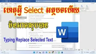 ហេតុអ្វី Select អត្ថបទហើយ មិនអាចលុបបាន | Typing replace selected text in MS Word