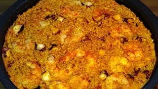 Octopus and Shrimp Rice Recipe - Easter. Cooking recipes, step-by-step, tutorial