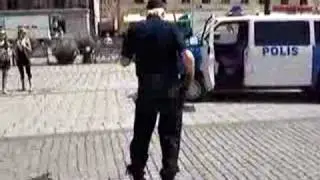 Swedish Police Officer dancing in The City