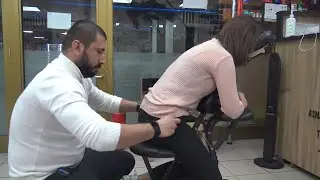 ASMR physiotherapy female chair massage & mevlüt hard foot, leg, back, neck, palm, sleep massage
