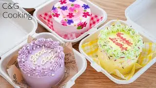 How to Make 3 Kinds of korean mini runchbox cake! | cake decoration design, korean cake, cafe vlog