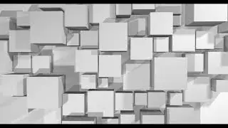 Animation of movement of white cubes 3D objects. Looped geometric background decorative screensaver.