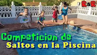 COMPETICIÓN de SALTOS en la PISCINA // Rosa y Rhianna **RESUBIDO**