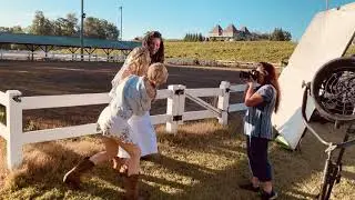 BTS - Behind the scenes Lifestyle photo shoot at the Chateau Elan near the horse stables