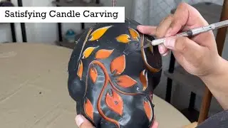 Satisfying Candle Carving | Floral Skull