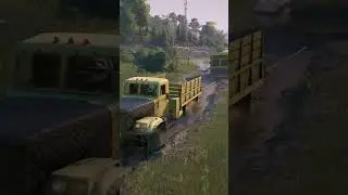 КРАЗ-255Б вытащил застрявший автобус #offroad #snowrunner #track #краз #shorts #games #сноураннер