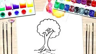 EASY! How to draw a tree. How to draw a cartoon tree