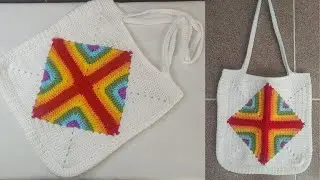 Easy Crochet Granny Square Rainbow 🌈 Tote Bag