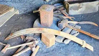 Knife Making - Making A Leaf Design Hand Forged Camp-Knife  From Rusted Spring Steel