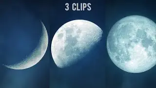Dreamy Moon Closeup with Soft Clouds - 3 Clips - Stock Video