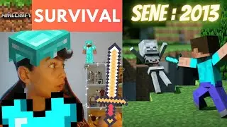 MINECRAFT SURVİVAL (SENE:2013) İLK EVİMİ YAPTIM 1.BÖLÜM