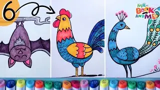 6 to Birds🦇🐔🦚| How to Draw Simple Birds Using Number 6 #drawing #howtodraw #numberdrawing