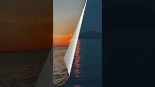 Sun Setting On Water & Moon Over Water
