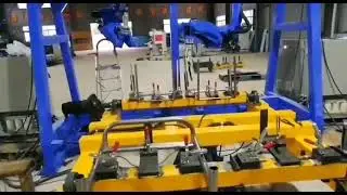 Welding robots mounted top. Not synchronized. #weldingrobot, #robotics