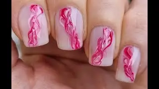 Pinkish Marble NAILS | Elegant Pink NAIL ART At Home | Feminine Manicure 2023