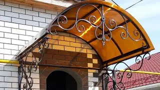 Козырек над дверью с элементами холодной ковки!