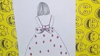 How  to draw girl drawing||easy drawing girl step by step||girl back side drawing for beginners
