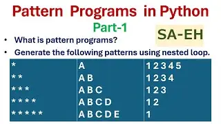 Pattern Programs in Python | Python Programs: Generate patterns | CBSE | Python Tutorial | Examples