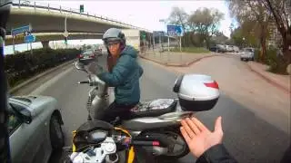 Retarded chick on a scooter