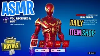 ASMR Fortnite NEW Iron Spider Skin! Daily Item Shop 🎮🎧 Relaxing Whispering 😴💤