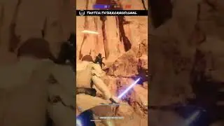 Obi-Wan drives Vader up the wall 
