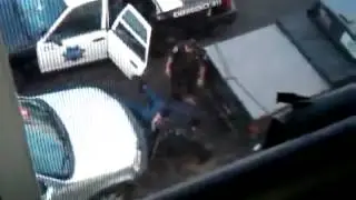 (( MOM GETS KNOCKED OUT)) while baby is on the sidewalk.