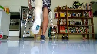 Crutching in my fresh Long leg cast with toe plate and walking heel