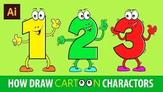 How Draw Cartoon Characters | Adobe Illustrator | 123 Numbers