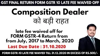GSTR-4 LATE FEE WAIVED OFF : BIG RELIEF TO COMPOSITION DEALERS | GSTR-10 LATE FEE WAIVED OFF