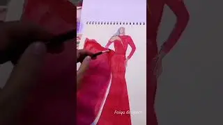 fashion illustration beautiful dress full video my channel #youtubeshorts #music #art