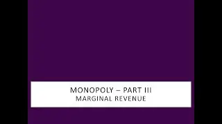 Monopoly -Part III (Marginal Revenue)