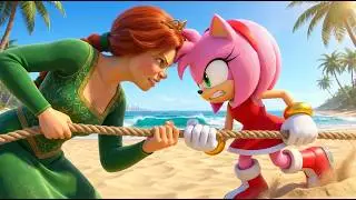 SHREK vs SONIC: TUG OF WAR BEACH BATTLE!