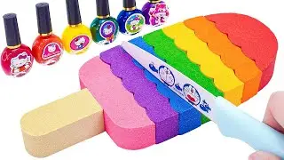 Satisfying Video l Kinetic Sand Rainbow Ice Cream and Nail Polish Cutting ASMR