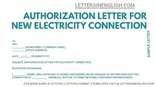 Authorization Letter For New Electricity Connection - Authorization Letter Sample