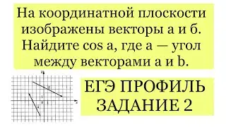 ЕГЭ ПРОФИЛЬ ЗАДАНИЕ 2 На координатной плоскости изображены векторы а и б. Найдите соsа