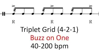 Buzz on one | 40-200 bpm triplet grid sheet music