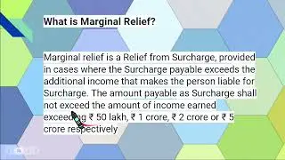 Marginal Relief & Educational Cess