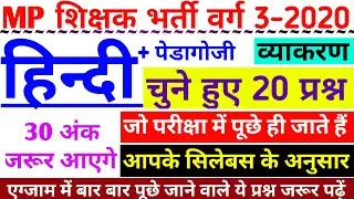 Varg 3 Hindi | samvida varg 3 online classes | mptet varg 3 | hindi pedagogy | Varg3 exam date 2020