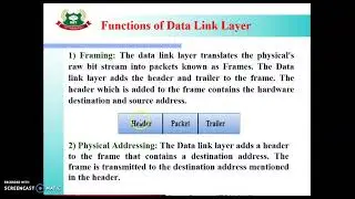 2.7 Functions of physical and data link layer in OSI model