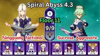 4.3 Spiral Abyss Floor 11 - 9 stars || 4-Star Characters and weapon [ Genshin Impact ]
