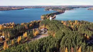Finland Punkasalmi &  Punkaharju Church from the air autumn 2022 4K